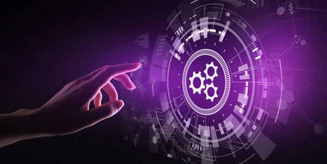 自動化技術與智能產業 在齒輪與圖標間的抽象交融